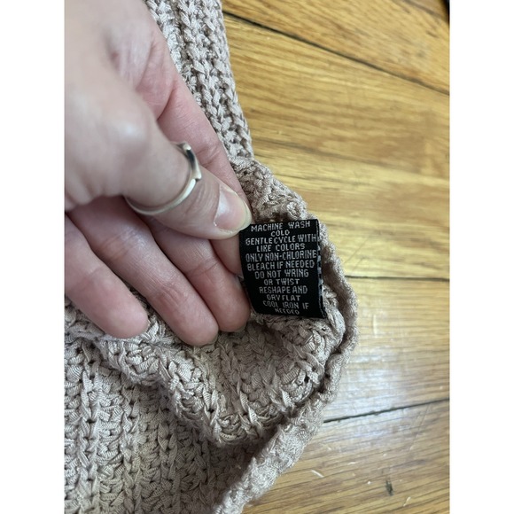 Moon & Madison Large Crochet Knit Tank Top Sleeveless Light Tan Cream Boho - Picture 5 of 8